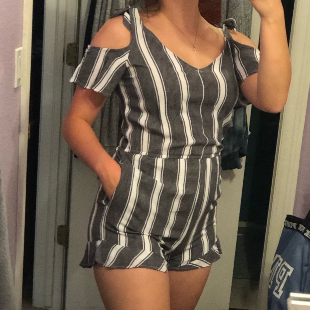 Navy and White American Eagle Romper